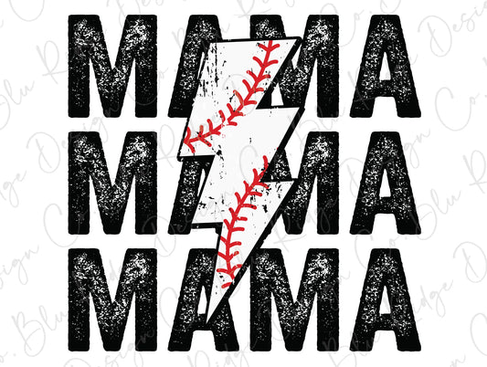 Leopard Baseball Mom Lightning Bolt Direct To Film (DTF) Transfer BluRidgeDesignCo