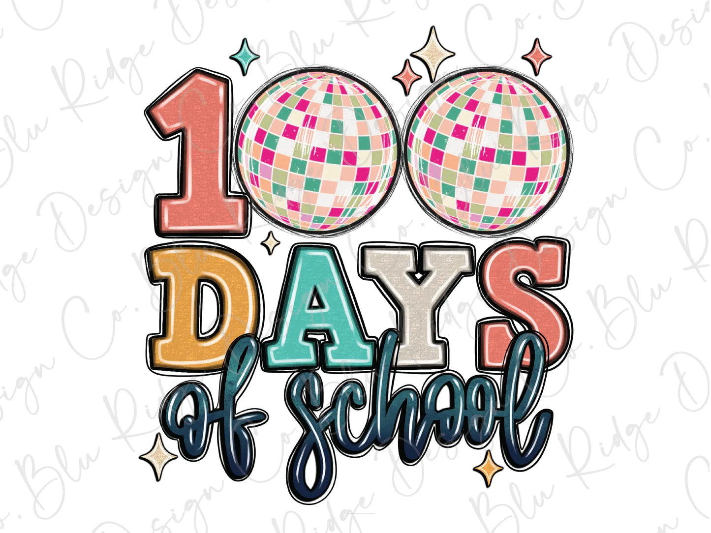 the words 100 days of school written in colorful letters