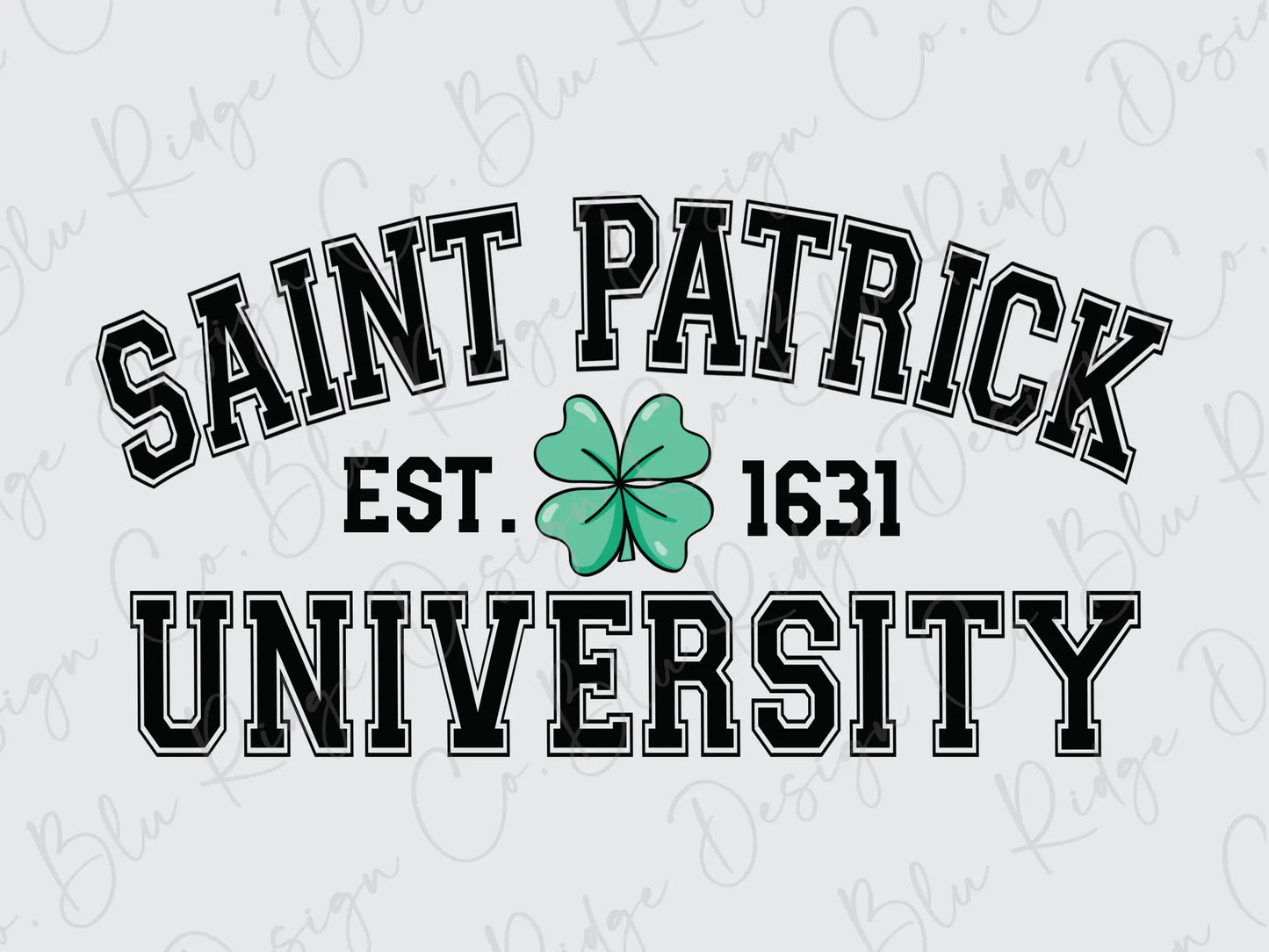 saint patrick university with a clover on it
