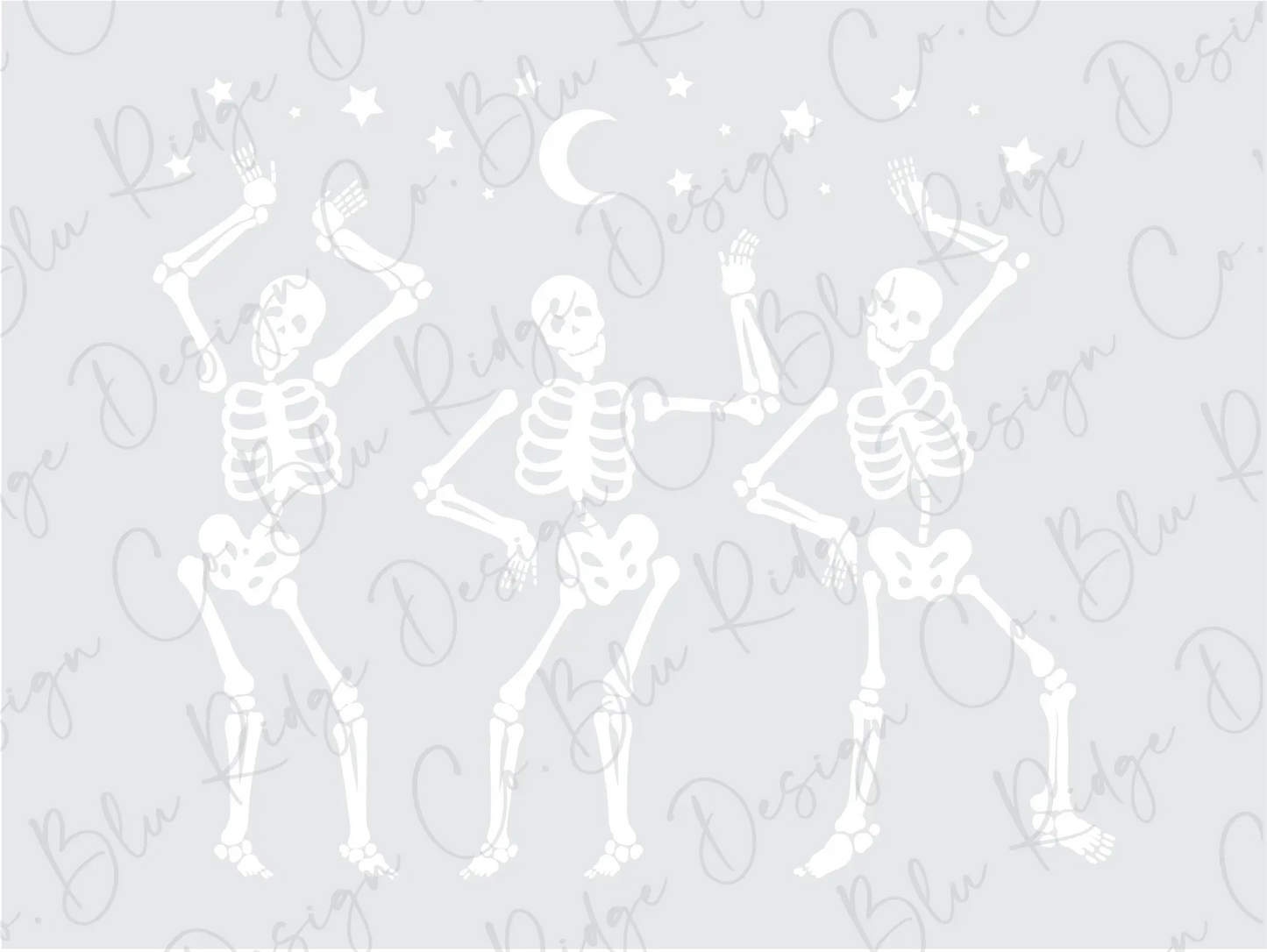 Dancing Skeletons Solid Halloween Direct To Film (DTF) Transfer BluRidgeDesignCo