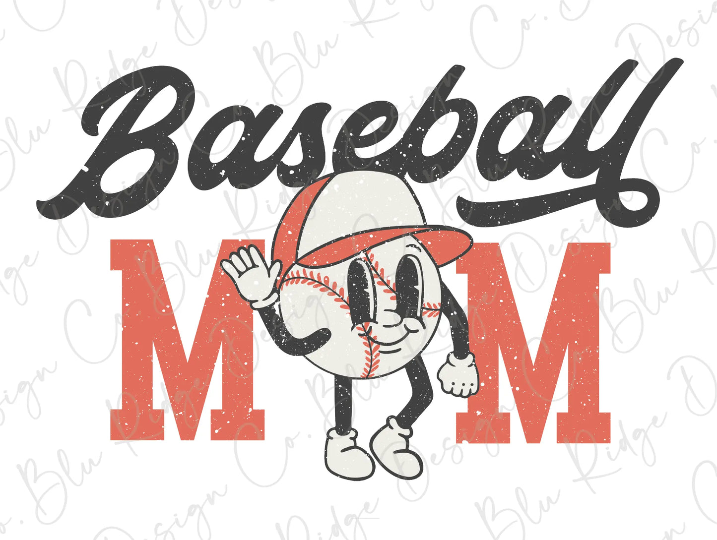 Baseball Mom Vintage Style Design Direct To Film (DTF) Transfer BluRidgeDesignCo