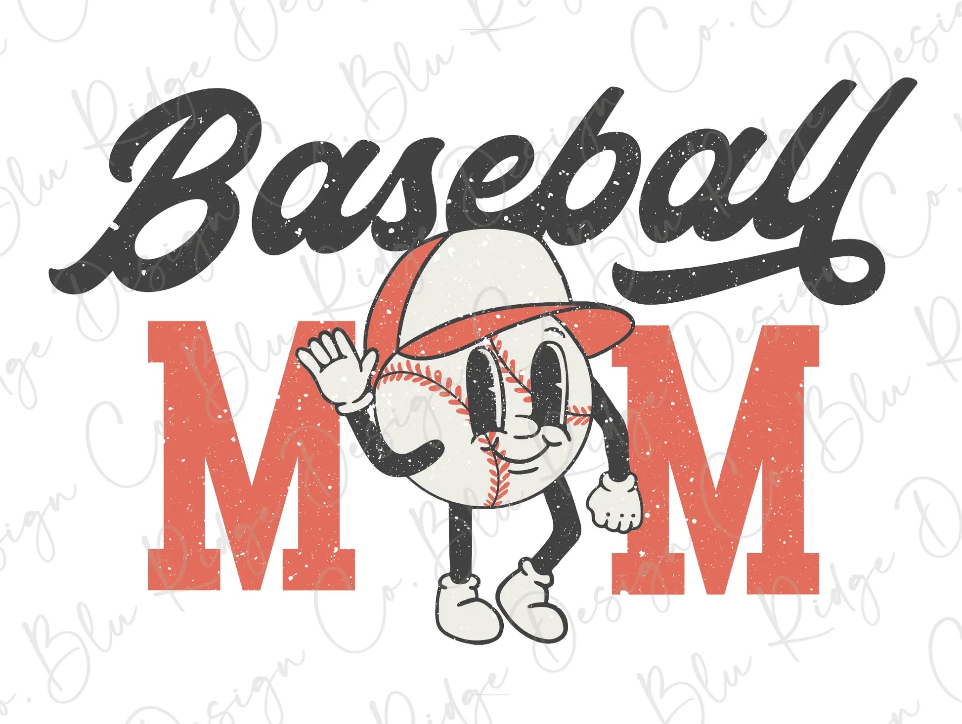 Baseball Mom Vintage Style Design Direct To Film (DTF) Transfer BluRidgeDesignCo