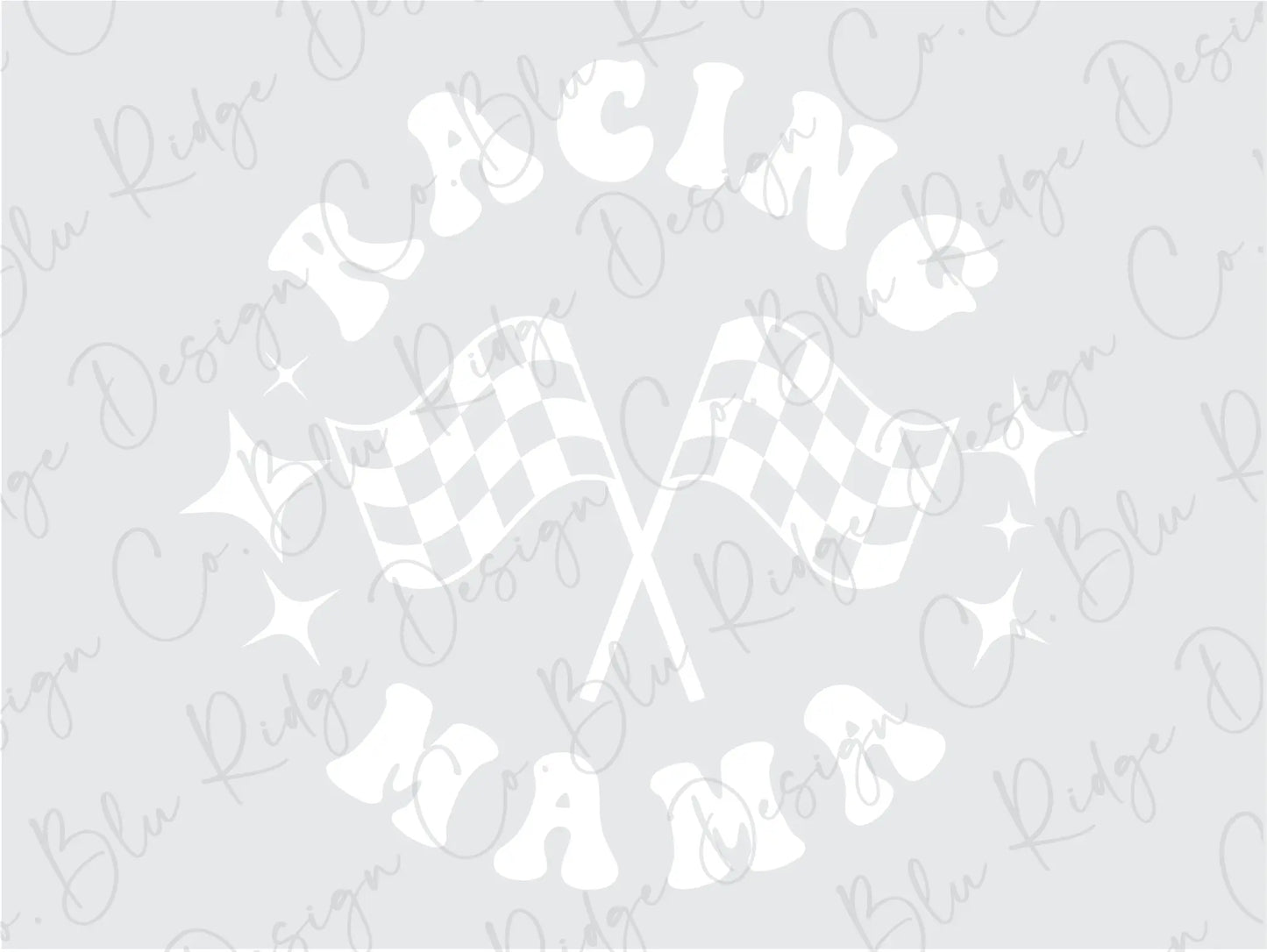 Racing Mama with Crossed Checkered Racing Flags Design Direct To Film (DTF) Transfer BluRidgeDesignCo