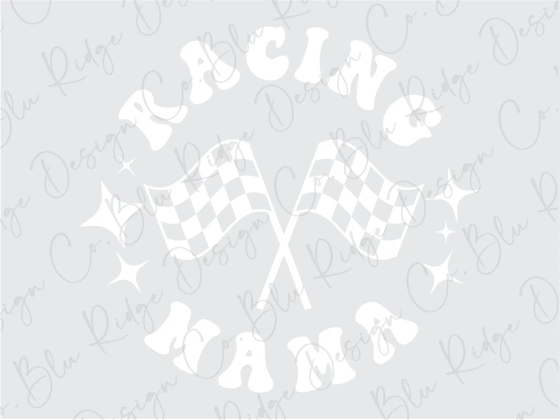 Racing Mama with Crossed Checkered Racing Flags Design Direct To Film (DTF) Transfer BluRidgeDesignCo