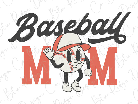 Baseball Mom Vintage Style Design Direct To Film (DTF) Transfer BluRidgeDesignCo