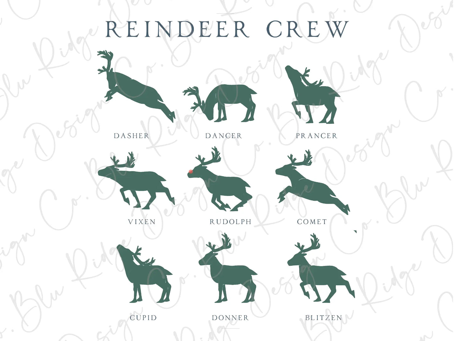 Christmas Reindeer Crew Rudolph the Red Nose Direct To Film (DTF) Transfer BluRidgeDesignCo