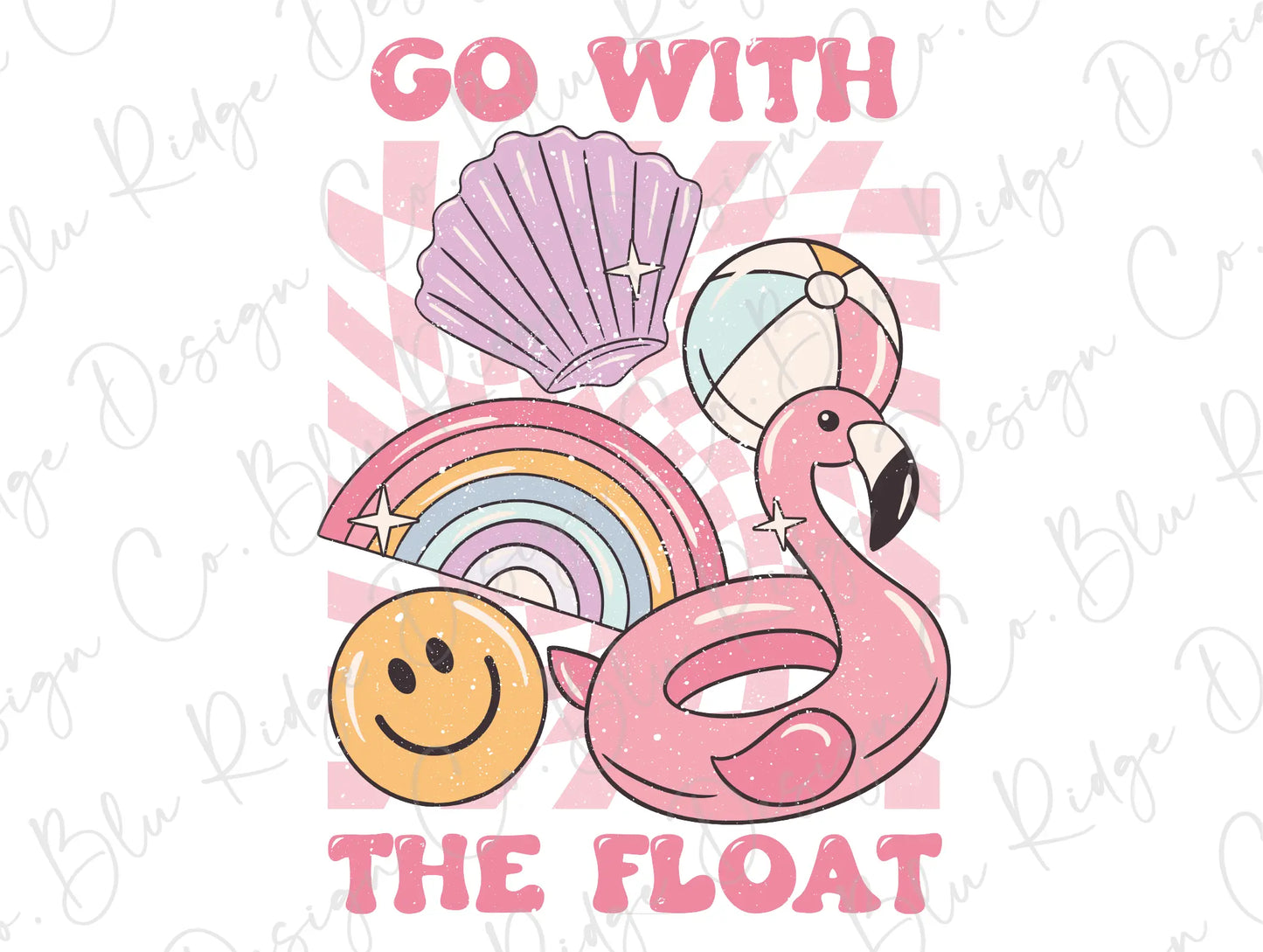 Go With The Float Retro Summer Design Direct to Film (DTF) Transfer BluRidgeDesignCo