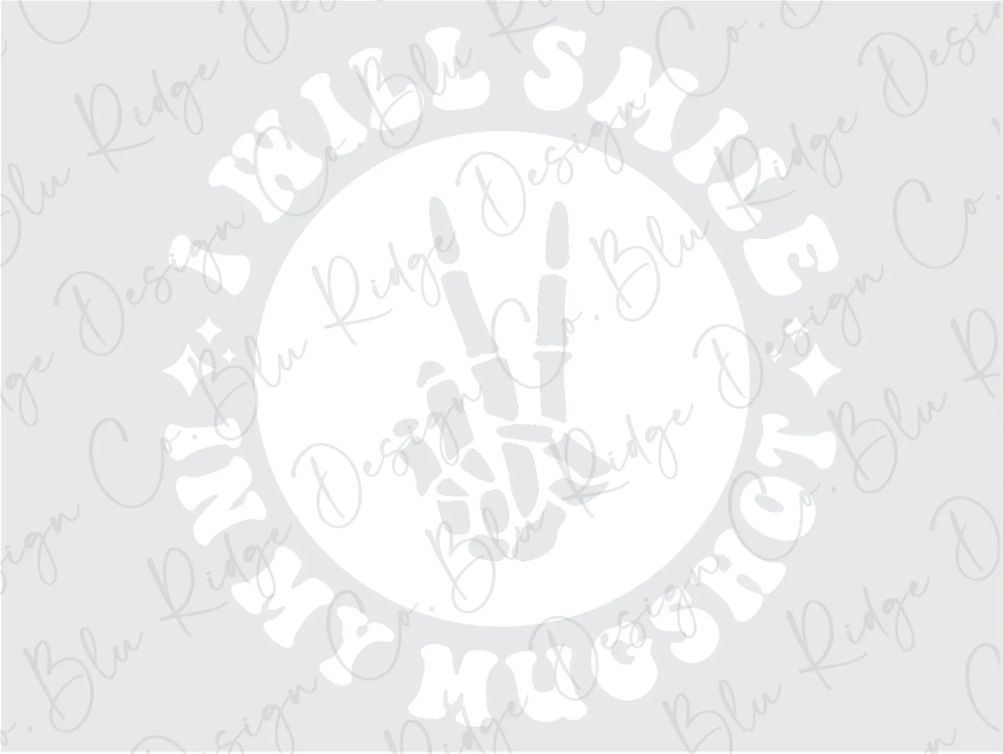 I Will Smile In My Mugshot Skeleton Peace Hand Pocket Direct To Film (DTF) Transfer BluRidgeDesignCo