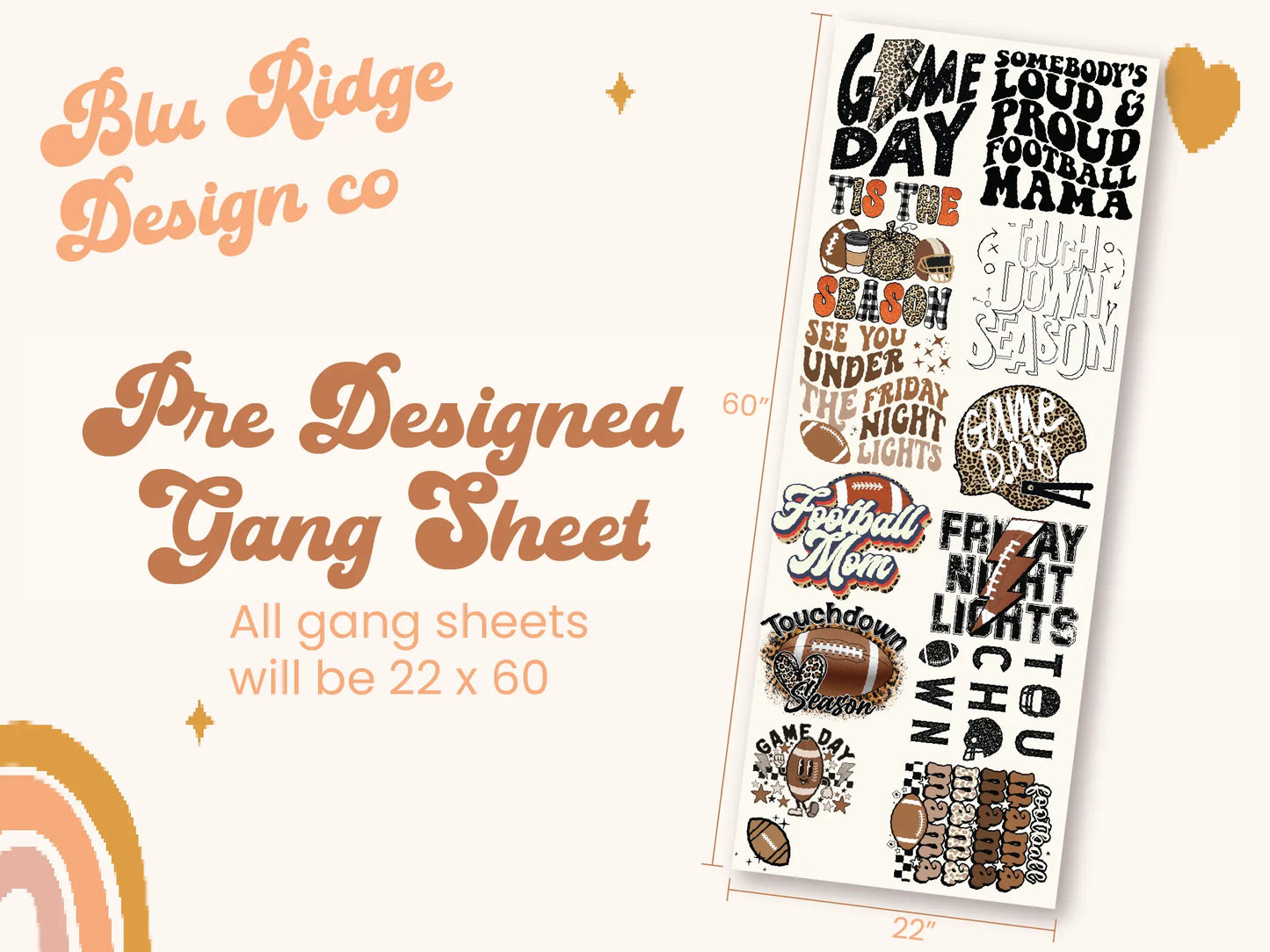 Football Stock Gang Sheet 22" x 60"
