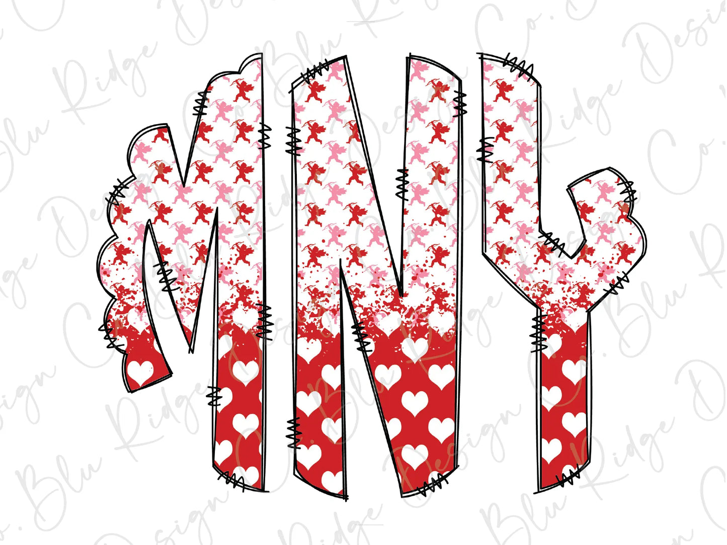 a red and white design with hearts and stars