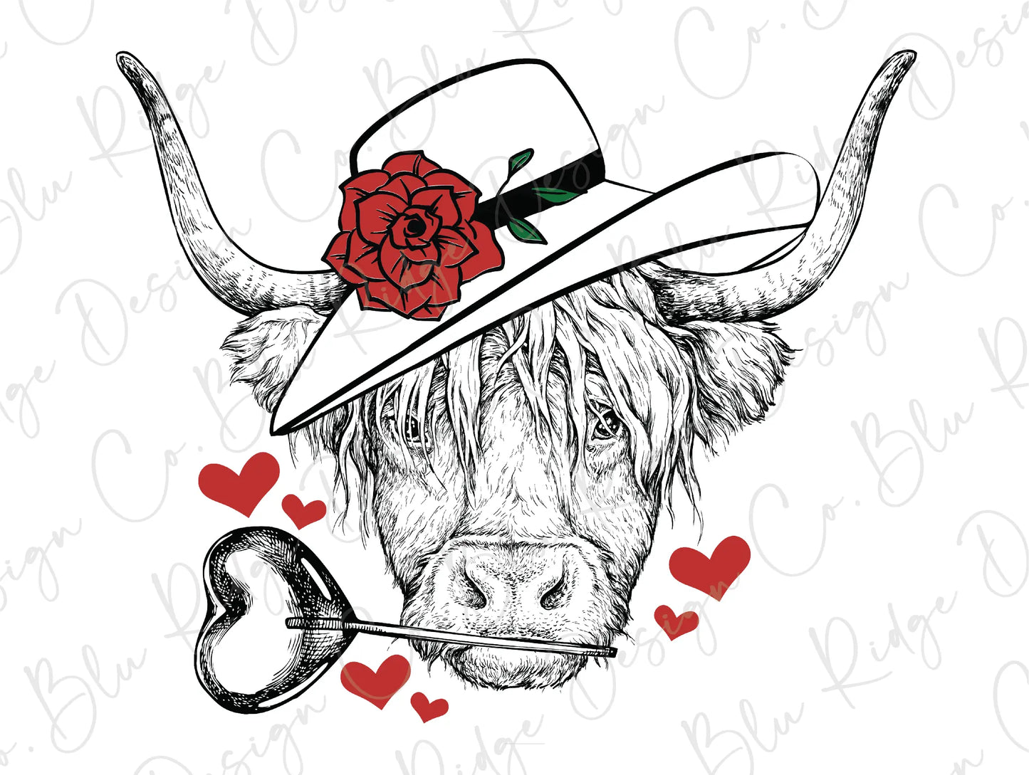 Valentines Day Highland Farm Cow Country Cowgirl Valentines Direct To Film (DTF) Transfer BluRidgeDesignCo