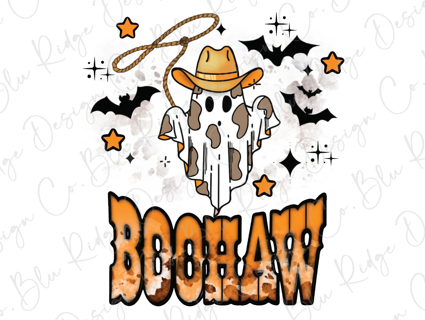 Halloween Western Retro Boohaw Ghost Direct to Film (DTF) Transfer BluRidgeDesignCo