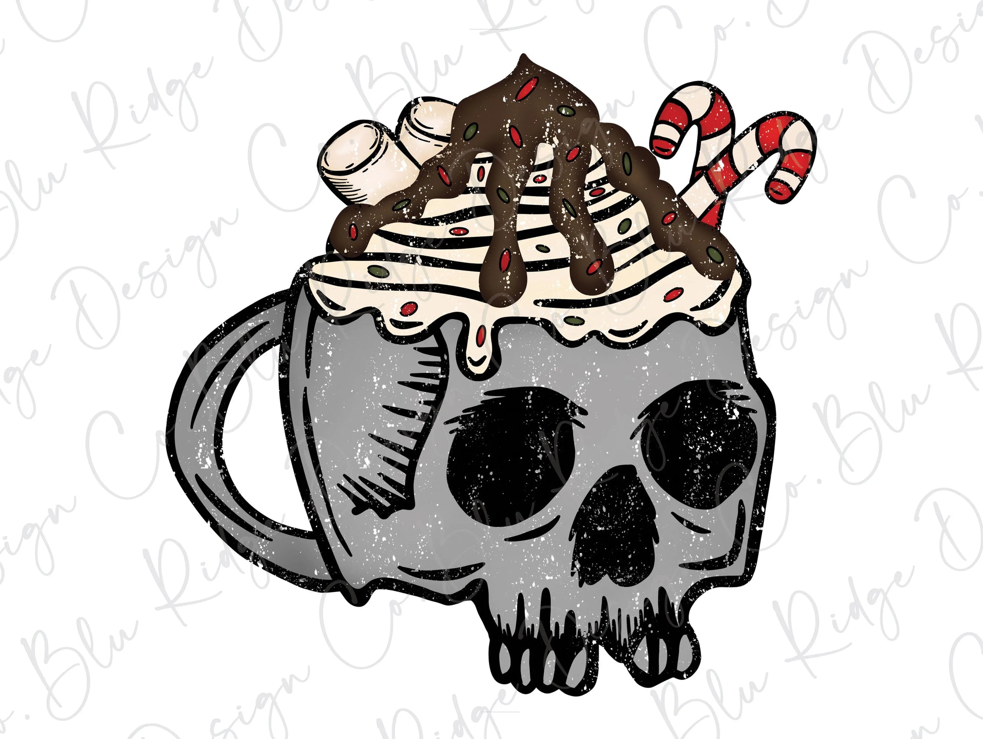 Hot Cocoa Season Christmas Skeleton Pocket Direct To Film (DTF) transfer BluRidgeDesignCo