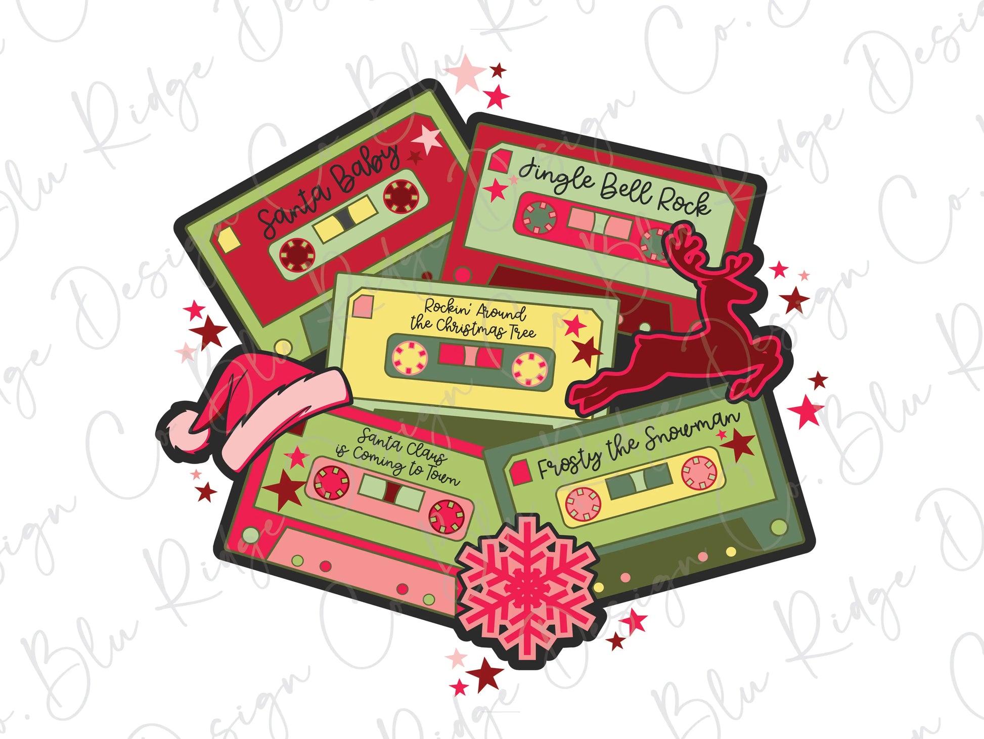 Vintage Christmas Tapes Direct to Film (DTF) Transfer BluRidgeDesignCo