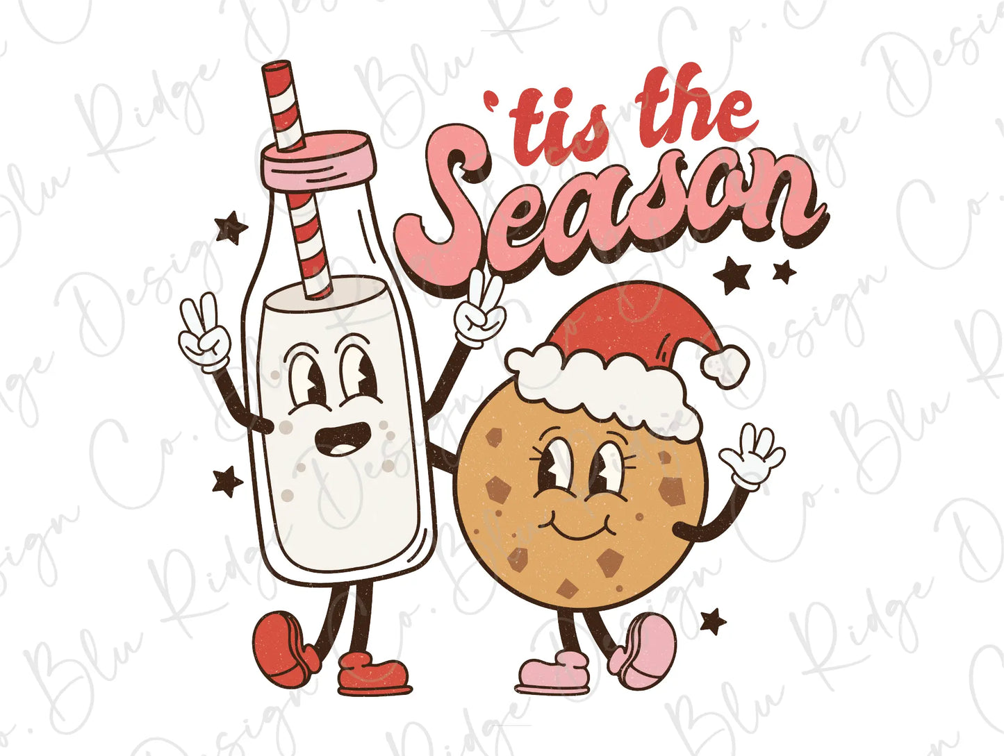 Tis the Season Cookies & Milk Direct to Film (DTF) Transfer BluRidgeDesignCo