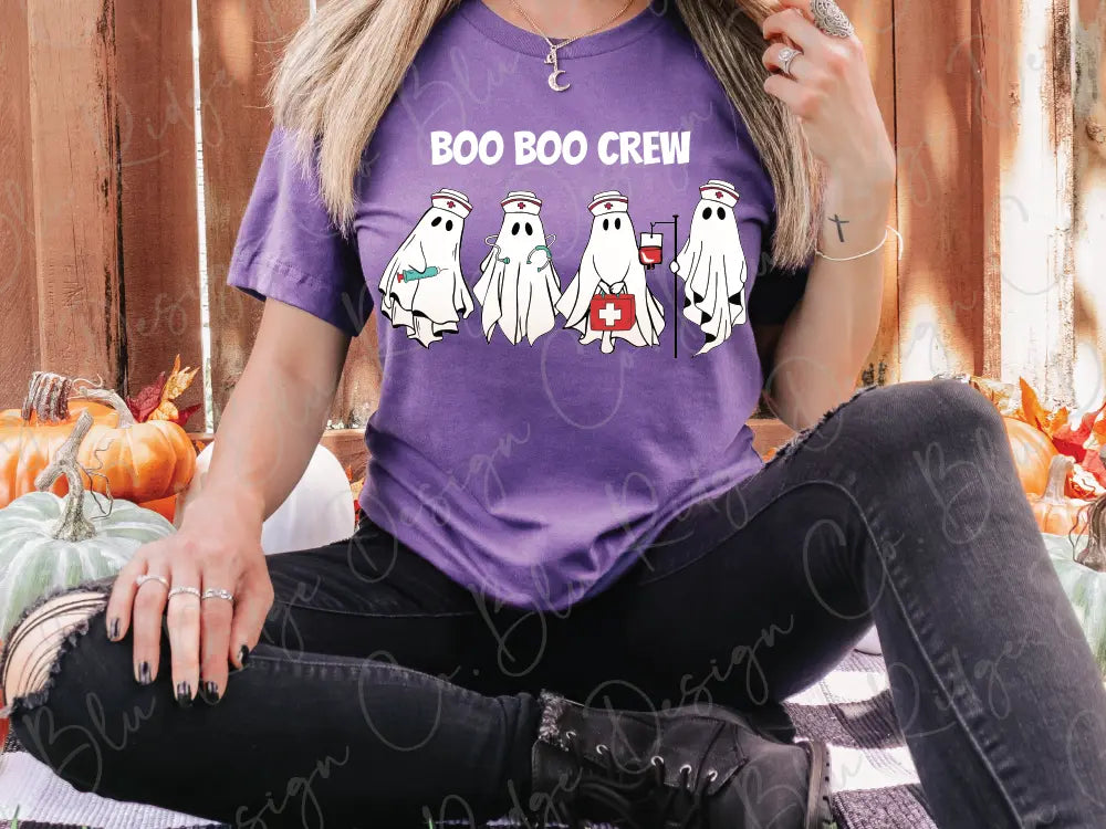 Boo Crew Halloween Nurse Ghost Direct To Film (DTF) Transfer BluRidgeDesignCo
