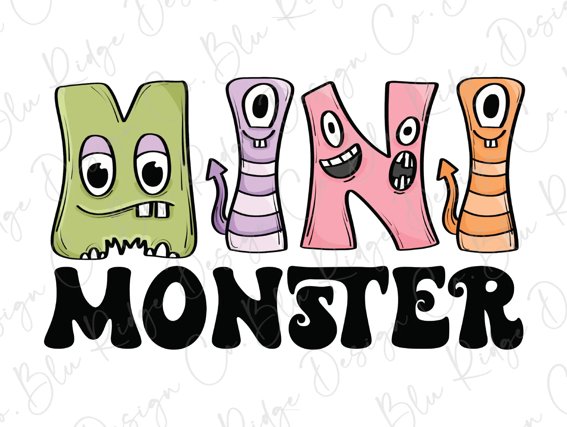 Mini Monster Cute Halloween Design Direct To Film (DTF) Transfer BluRidgeDesignCo