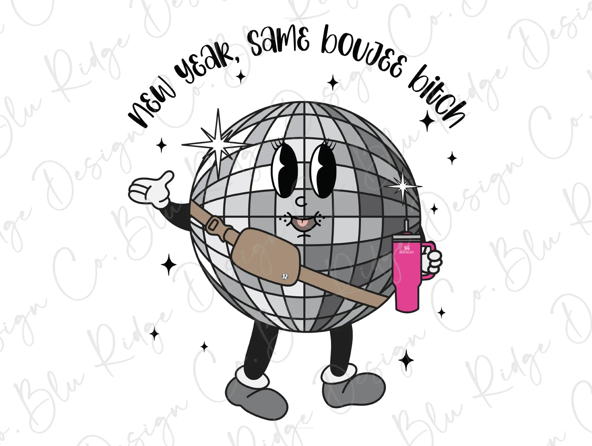 a cartoon character holding a baseball bat and a pink cup