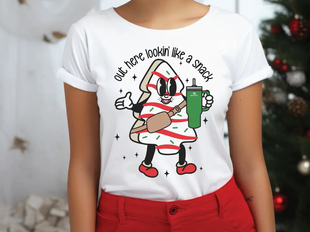 Out here looking Like a Snack Cake Christmas Tree Direct to Film (DTF) Transfer BluRidgeDesignCo
