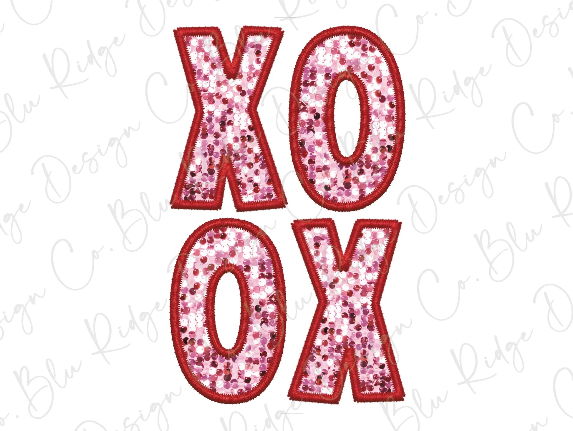 the word xoxo is made out of sequins
