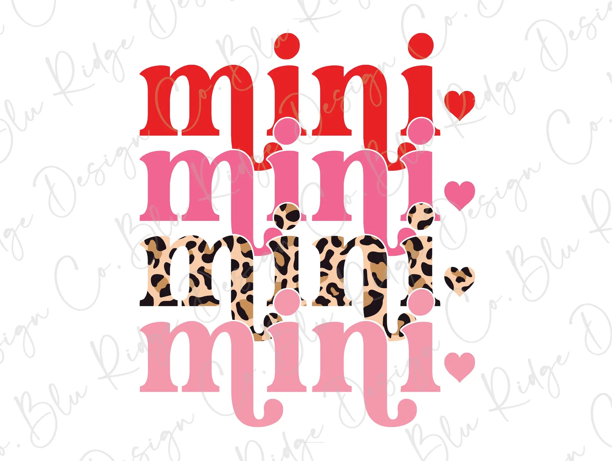 Valentine's Day Mini Mini Mini Pink Leopard Hearts Direct To Film (DTF) Transfer BluRidgeDesignCo