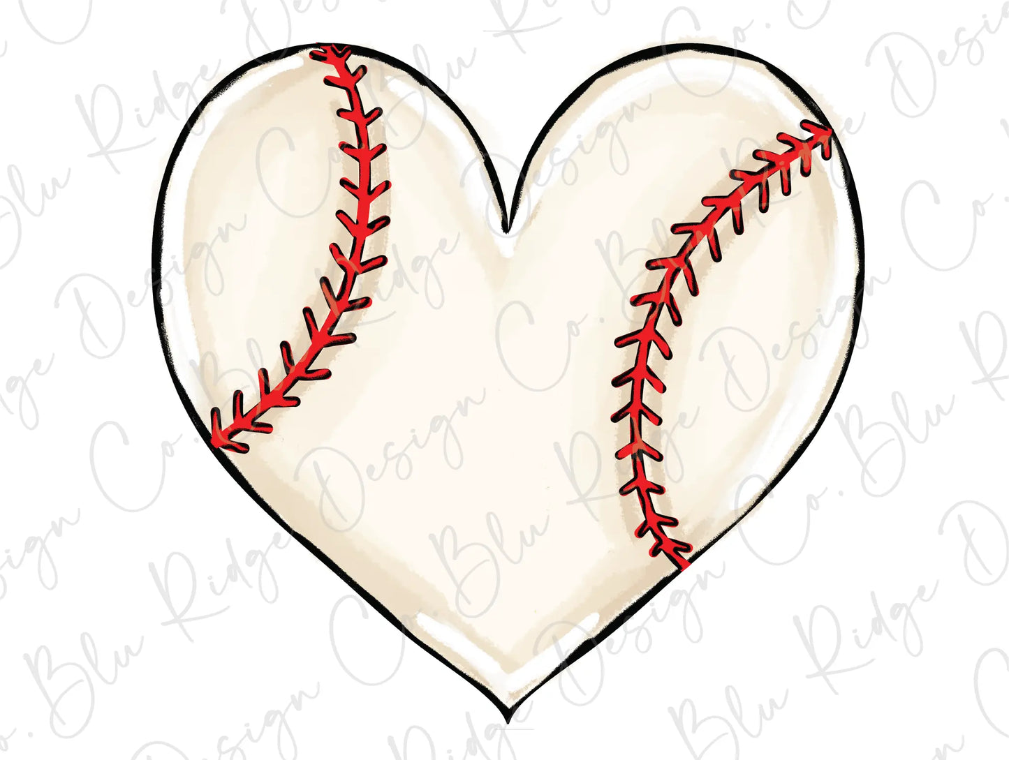 Baseball Heart Direct To Film (DTF) Transfer BluRidgeDesignCo
