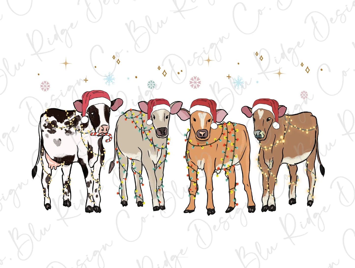 Christmas Cows Direct To Film (DTF) Transfer BluRidgeDesignCo