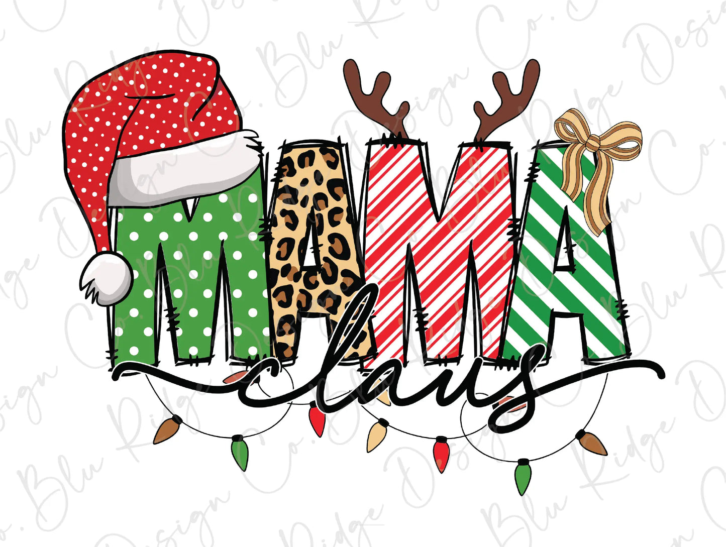 Christmas Mama Direct to Film (DTF) Transfer BluRidgeDesignCo