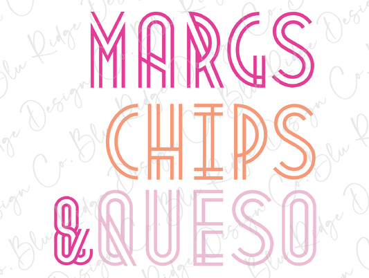 Margs Chips & Queso Mexican Fiesta Design Direct to Film (DTF) Transfer