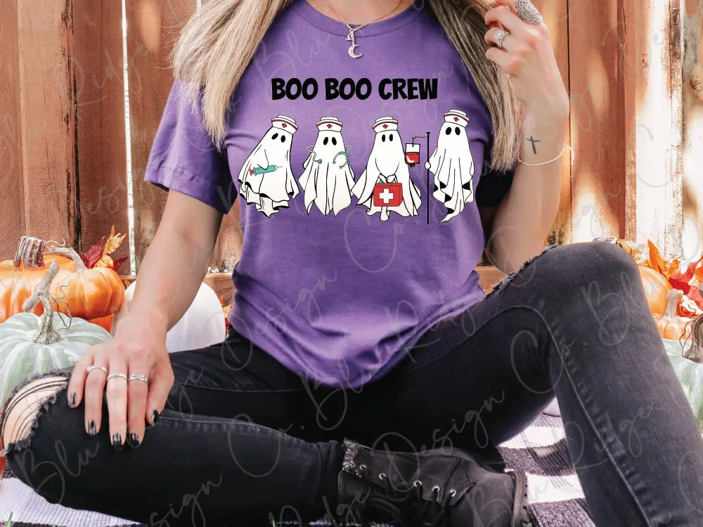 Boo Crew Halloween Nurse Ghost Direct To Film (DTF) Transfer BluRidgeDesignCo