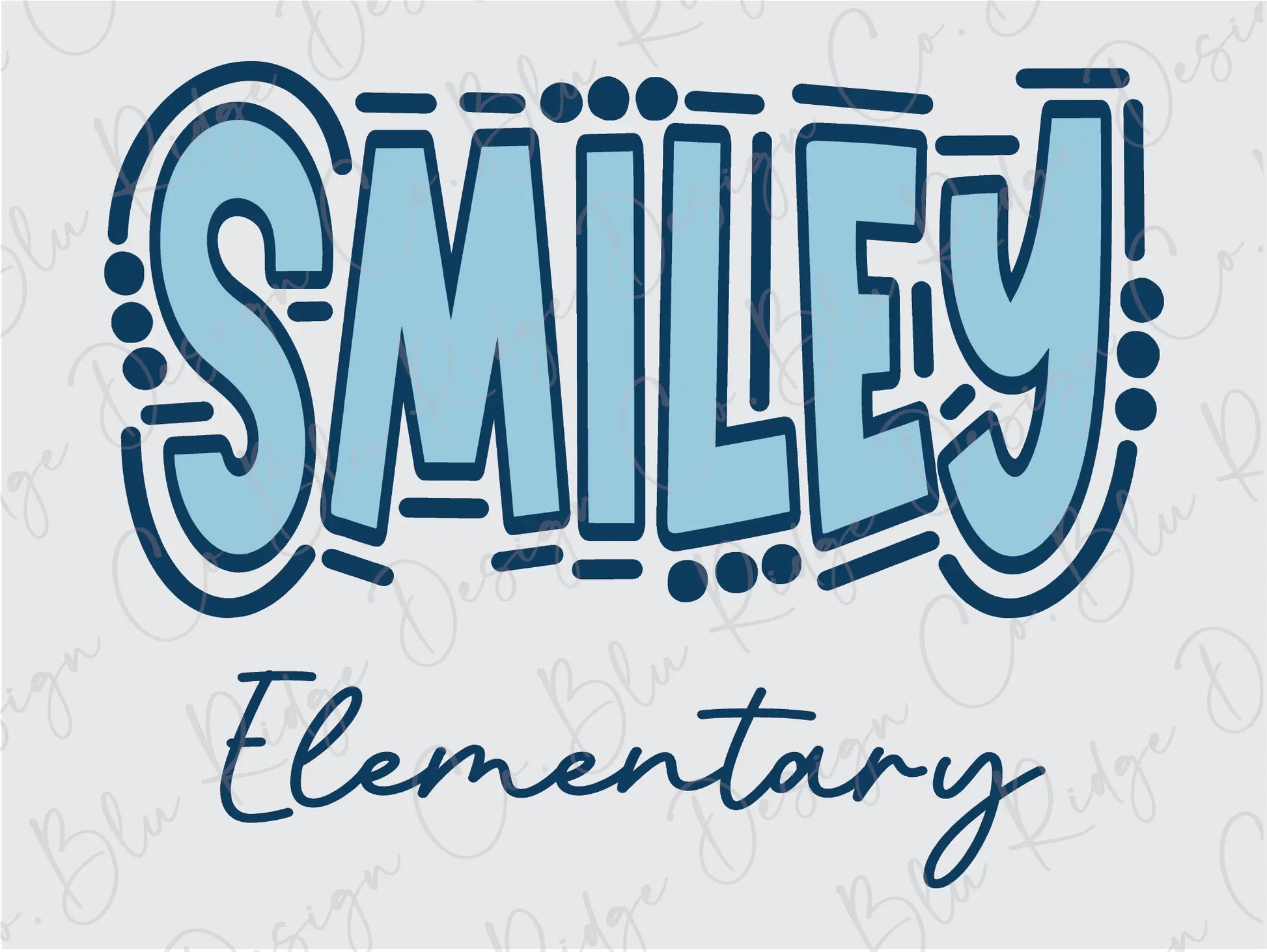 a blue and white logo with the words smile elementary