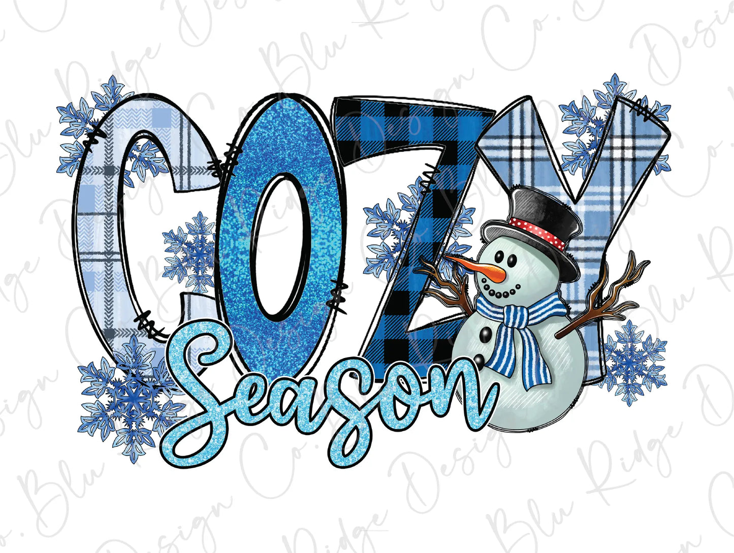 Cozy Season Christmas Snowman Direct To Film (DTF) Transfer BluRidgeDesignCo