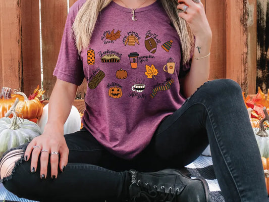 Fall Collage Leaves Sweaters Football Pumpkins Bonfires Direct To Film (DTF) Transfer BluRidgeDesignCo