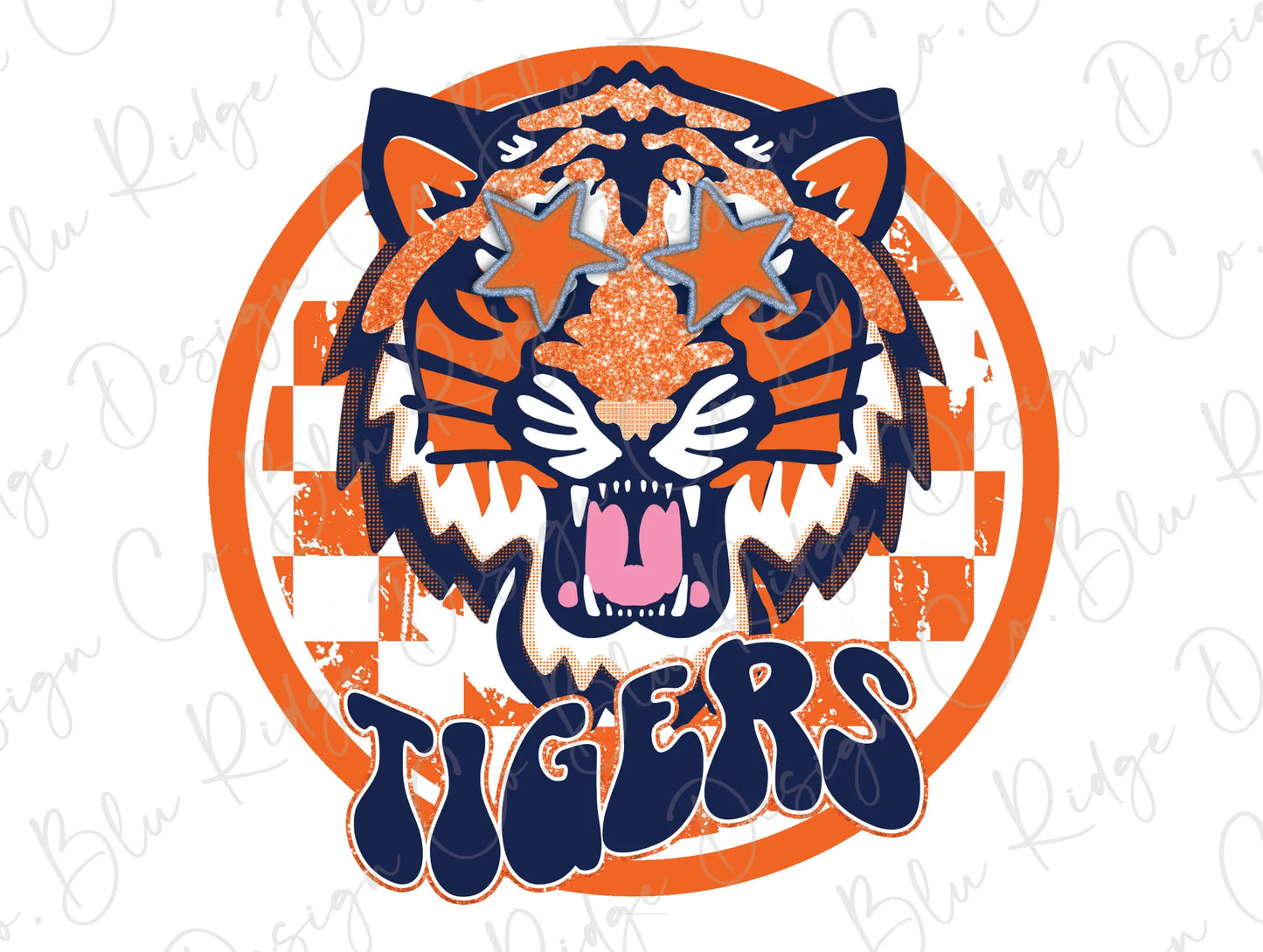 Tigers Preppy Mascot Direct To Film (DTF) Transfer BluRidgeDesignCo