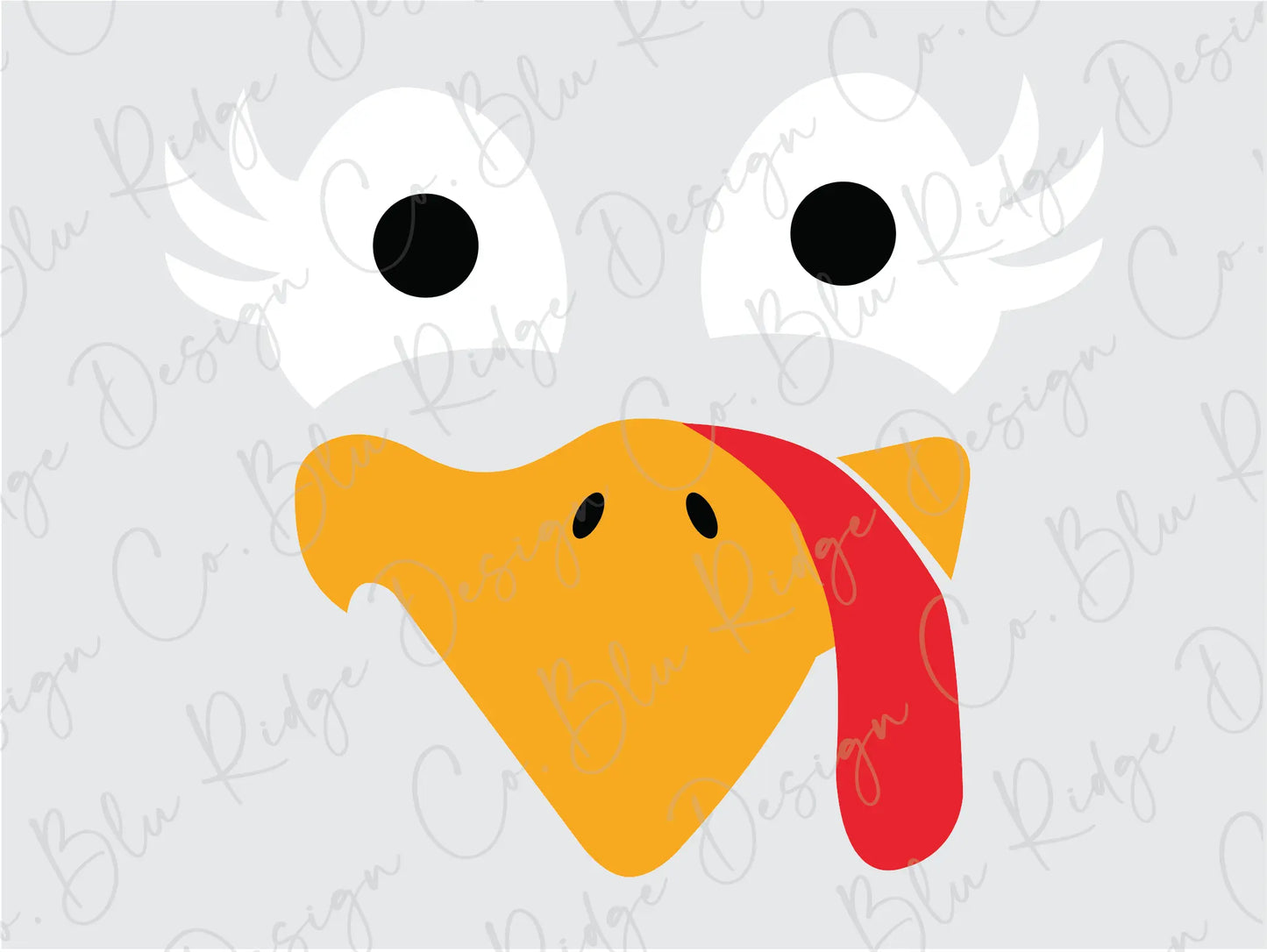 a turkey face with a red scarf around it's neck