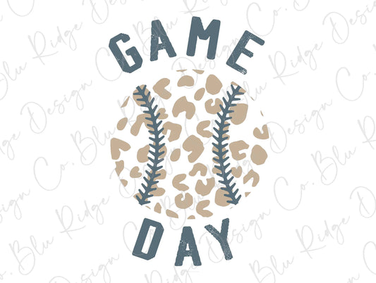 Retro Game Day Leopard Baseball Design Direct To Film (DTF) Transfer BluRidgeDesignCo