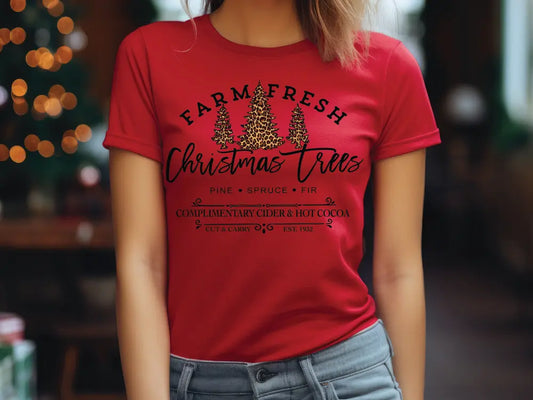 Farm Fresh Leopard Christmas Trees Cut and Carry Direct To Film (DTF) Transfer BluRidgeDesignCo