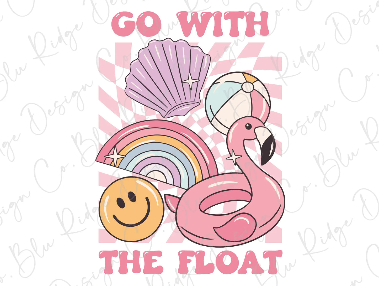 Go With The Float Retro Summer Design Direct to Film (DTF) Transfer BluRidgeDesignCo