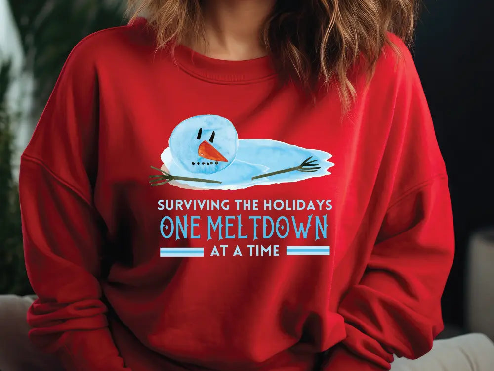 Surviving the Holiday's one Meltdown at a Time Snowman Direct to Film (DTF) transfer BluRidgeDesignCo