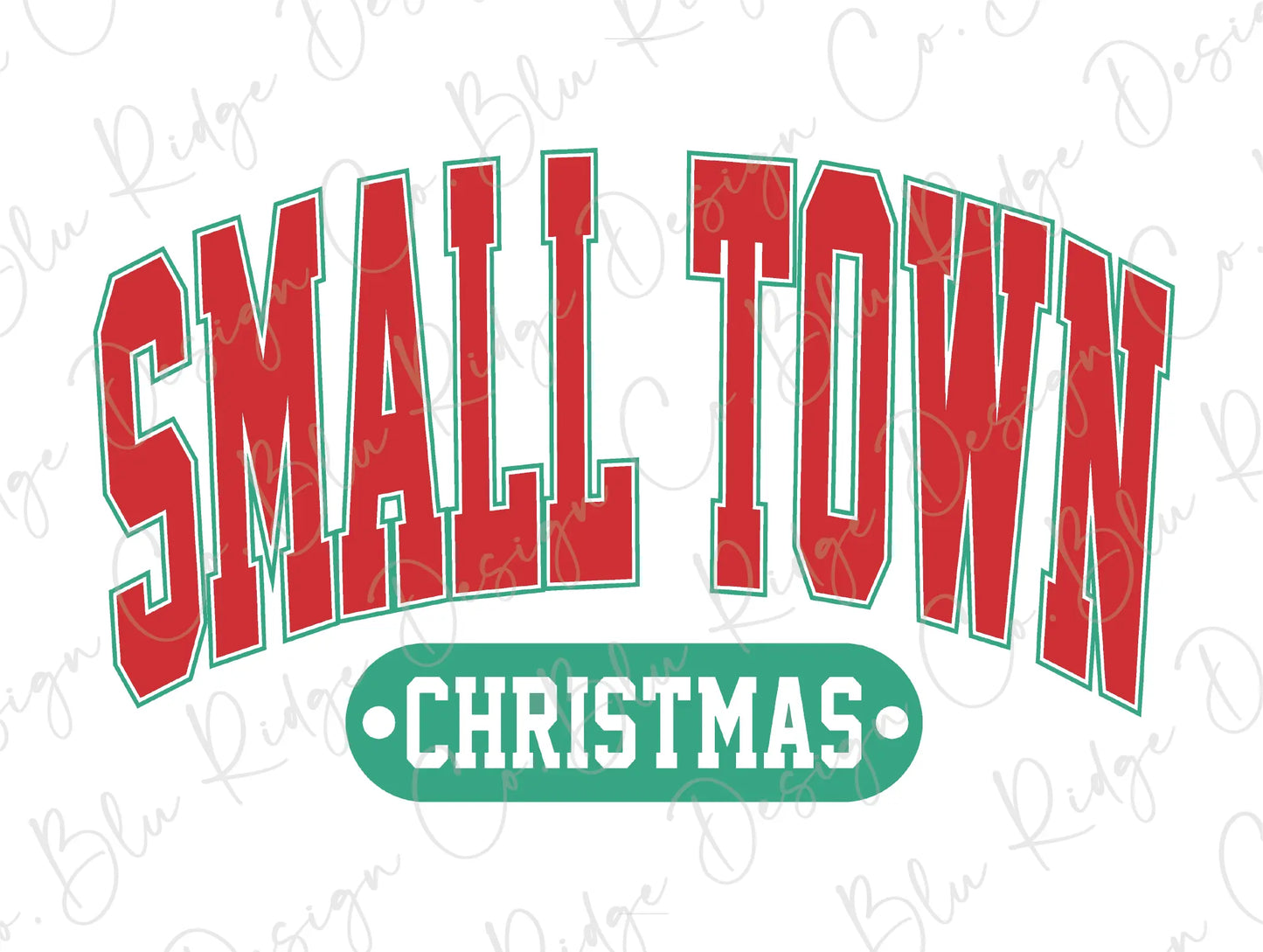 a small town christmas sign on a white background