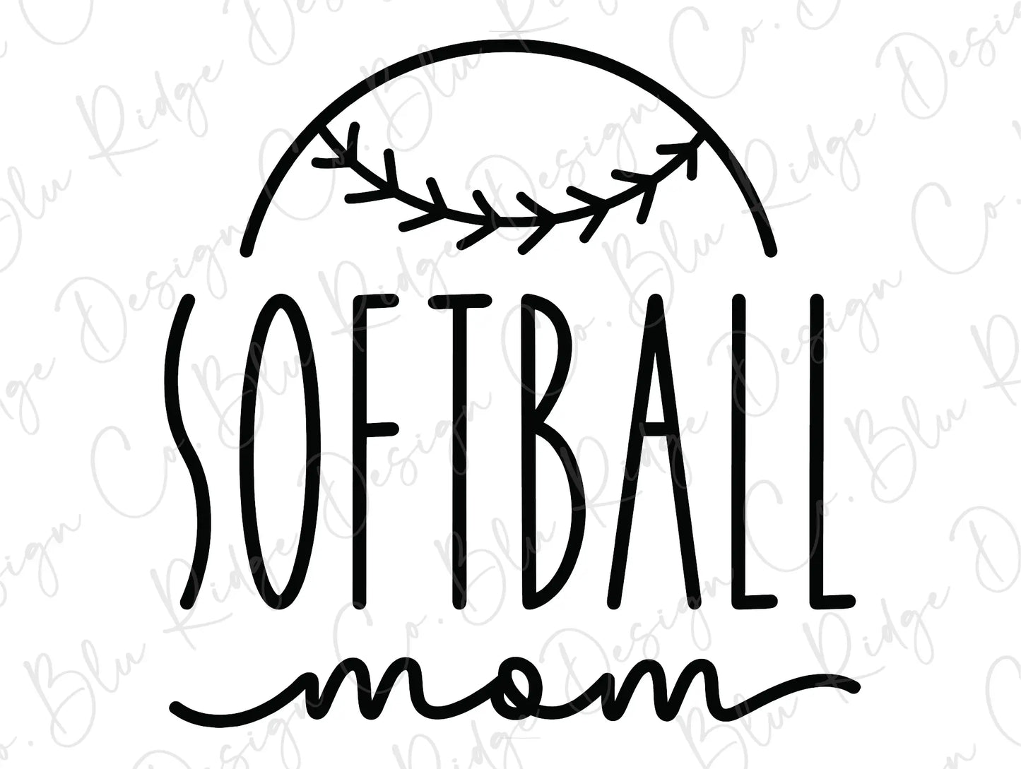 Softball Mom Silhouette Direct To Film (DTF) Transfer BluRidgeDesignCo