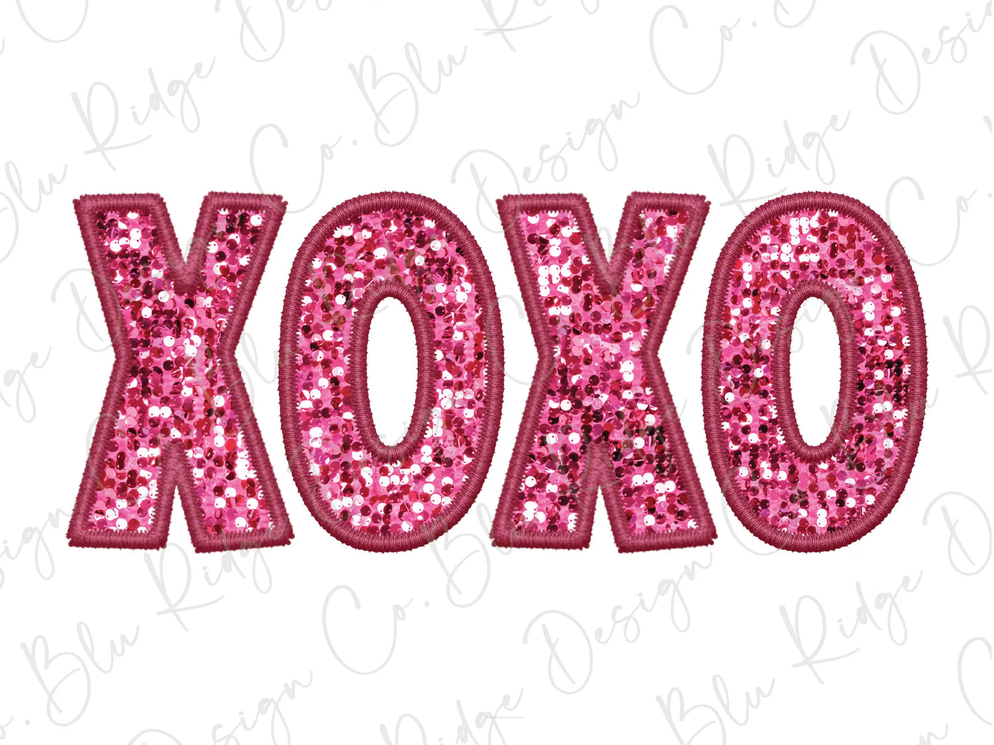 the word xoxo is made up of pink sequins