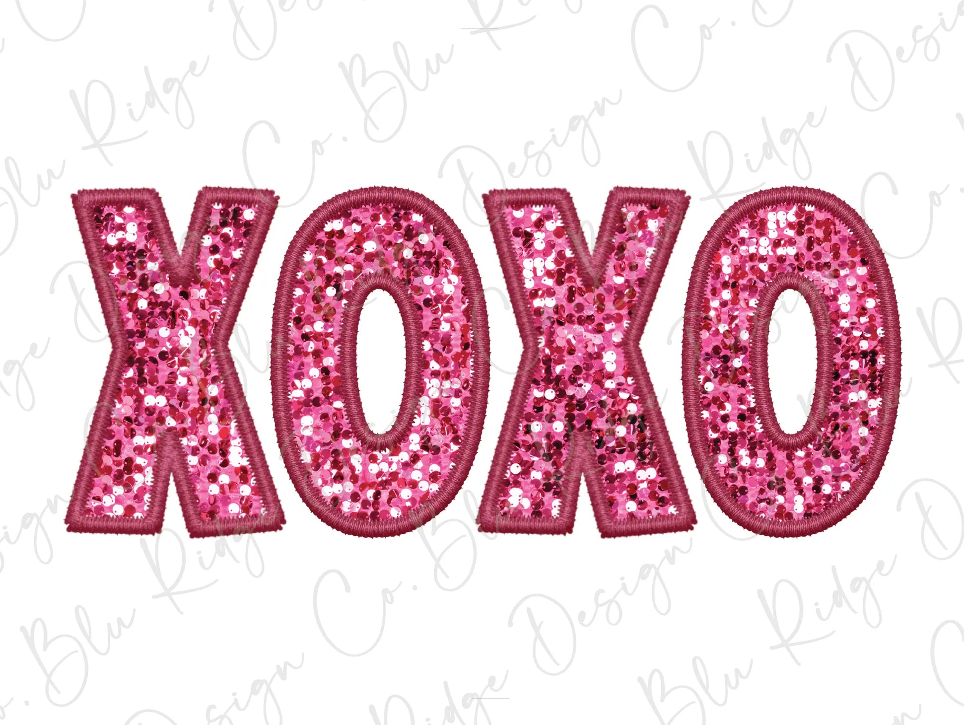 the word xoxo is made up of pink sequins