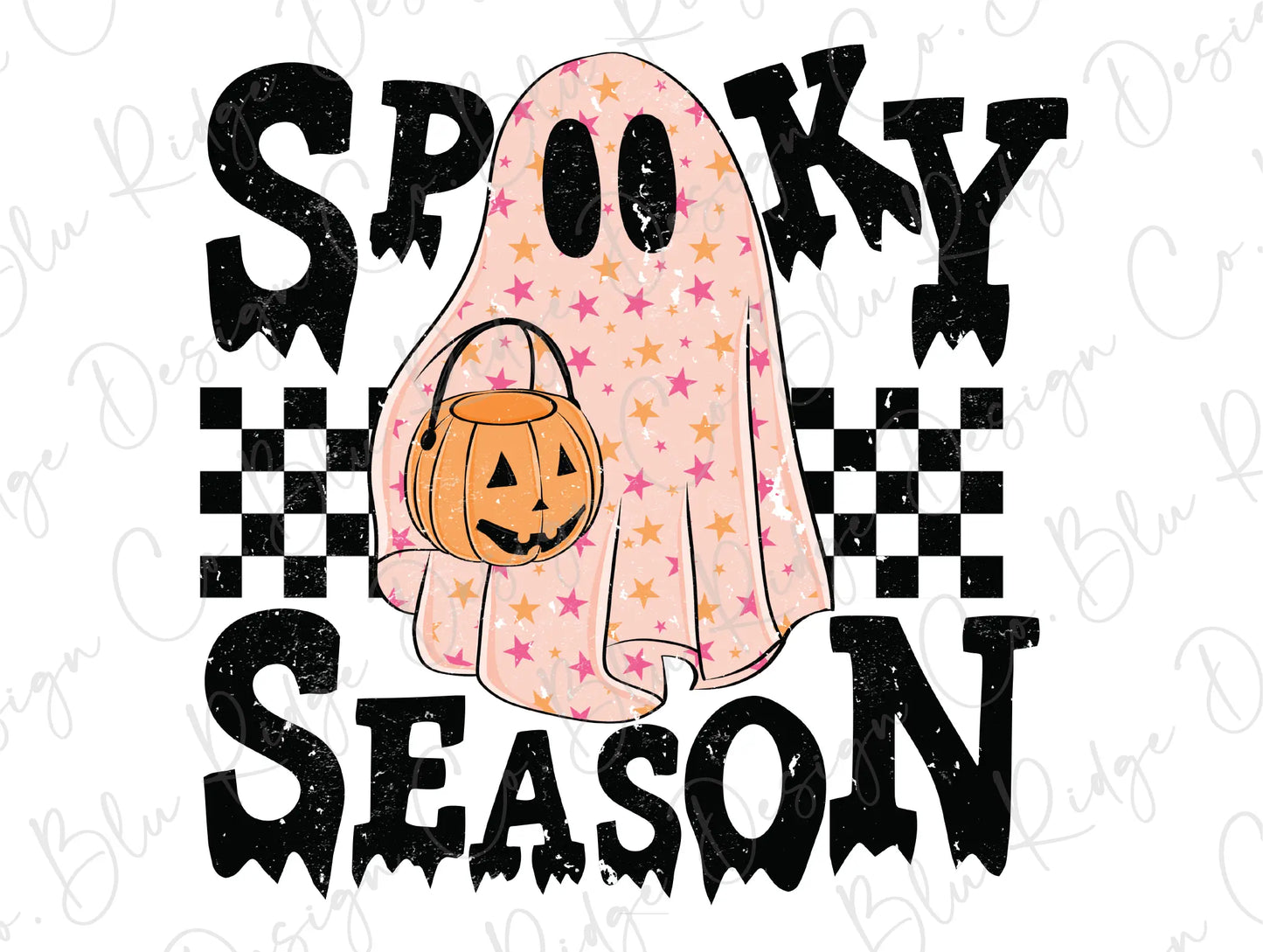 Spooky Season Cute Ghost and Pumpkin Design Direct To Film (DTF) Transfer BluRidgeDesignCo