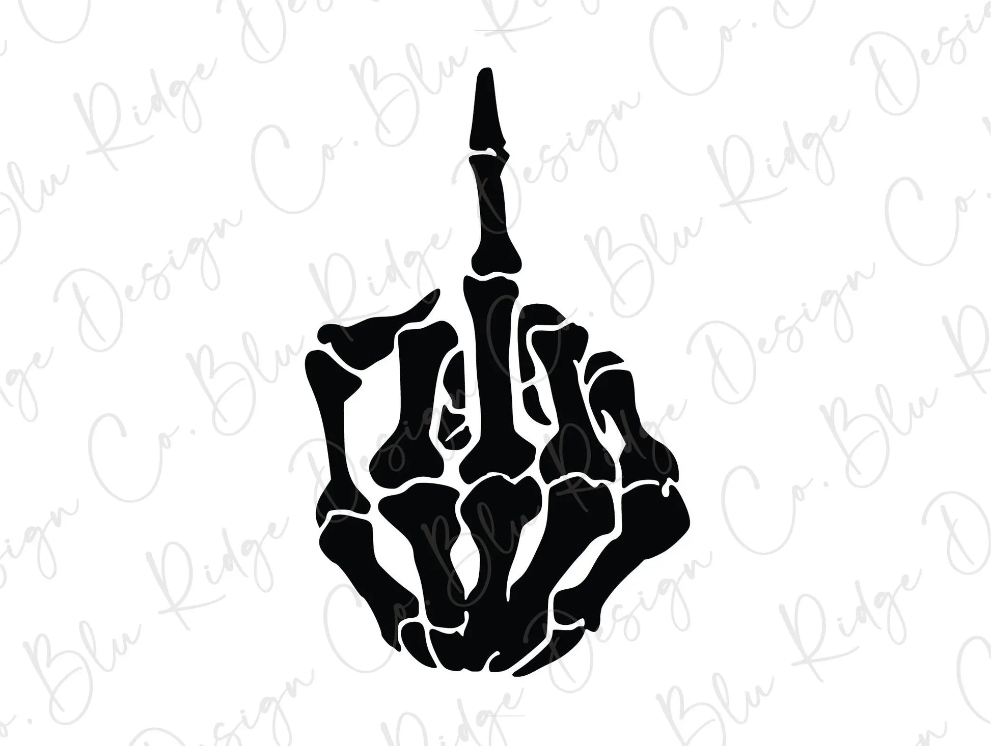 Skeleton Middle Finger Direct to Film (DTF) Transfer BluRidgeDesignCo
