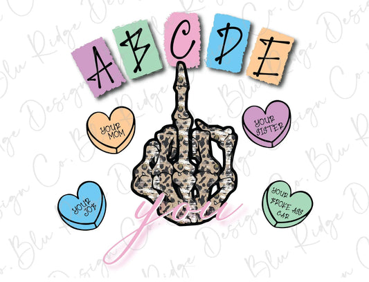 Abcdefu Skeleton Hands Direct To Film (DTF) Transfer BluRidgeDesignCo