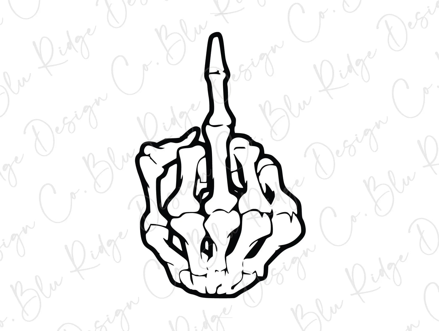 Skeleton Middle Finger Direct to Film (DTF) Transfer BluRidgeDesignCo