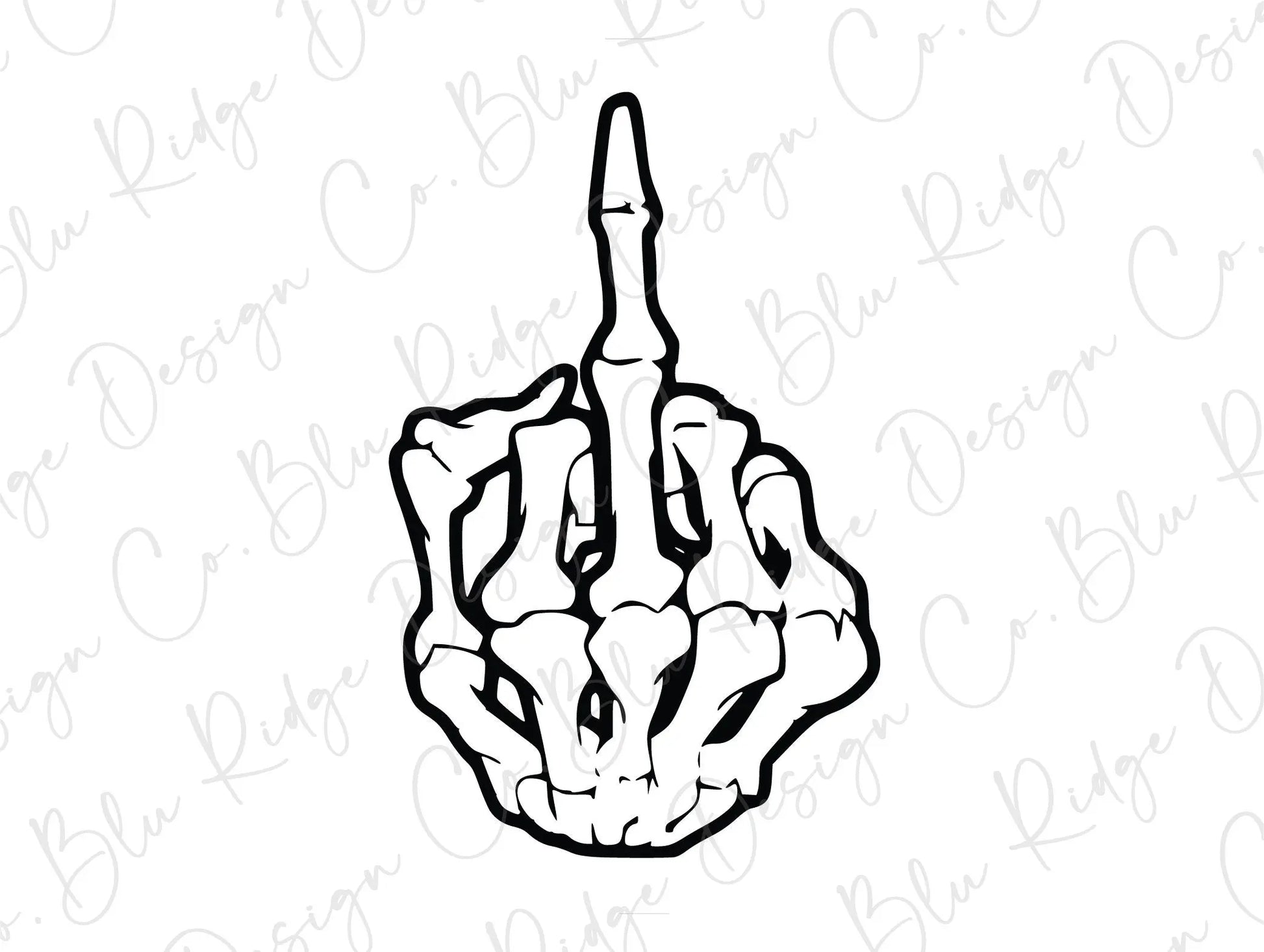 Skeleton Middle Finger Direct to Film (DTF) Transfer BluRidgeDesignCo