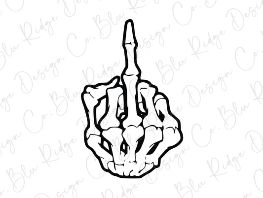 Skeleton Middle Finger Direct to Film (DTF) Transfer BluRidgeDesignCo