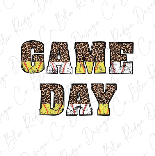 Game Day Leopard Baseball Softball Mom of Both Direct To Film (DTF) Transfer BluRidgeDesignCo